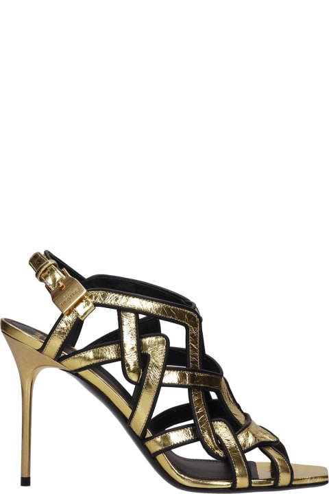 Urania-crinkle Sandals In Gold Leather