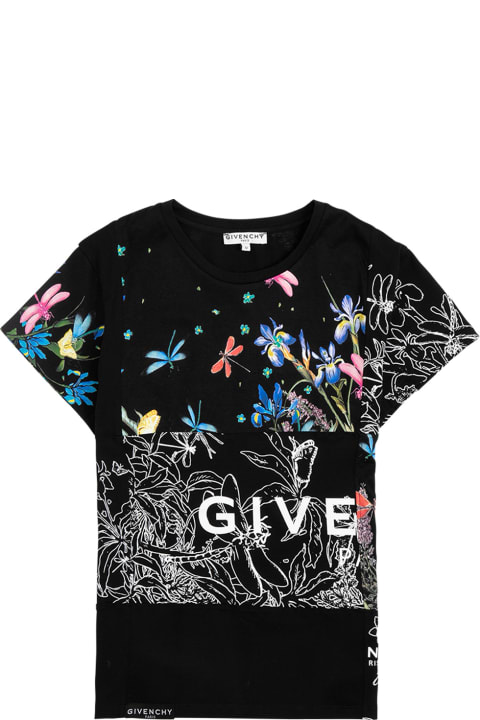 Floral Printed Cotton T-shirt With Logo