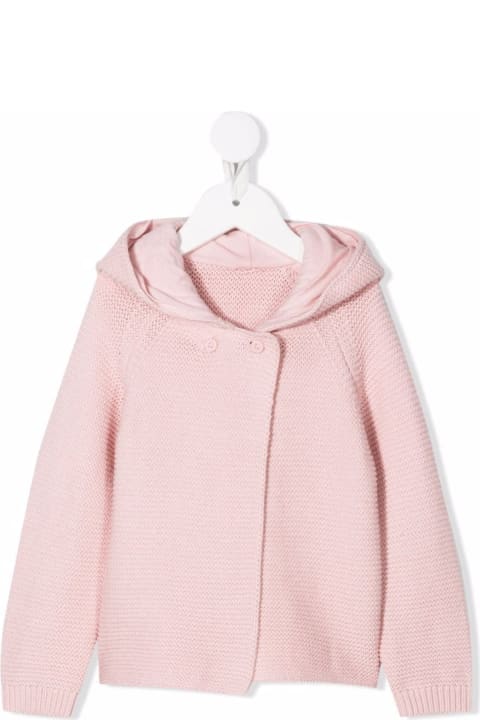 Pink Knitted Hooded Cardigan With Ears
