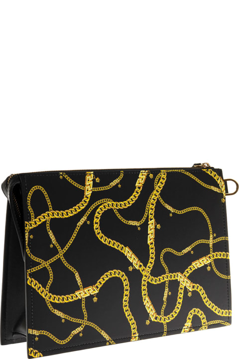 Chain Leather Handbag With Logo