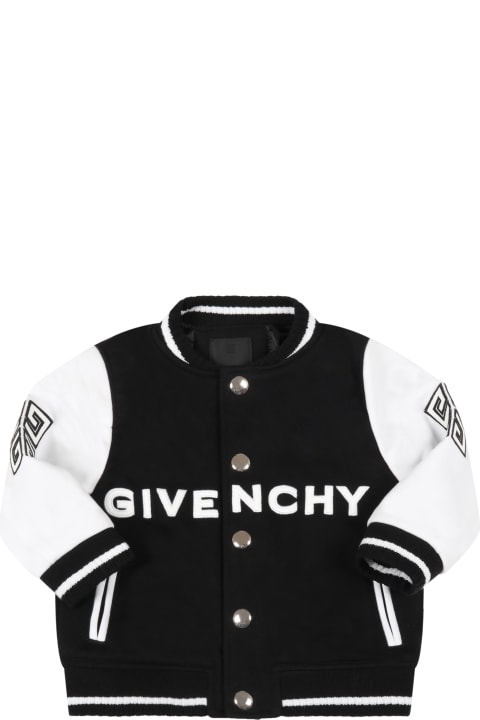 Givenchy Black Jacket For Baby Kids With White Logo - Rosa