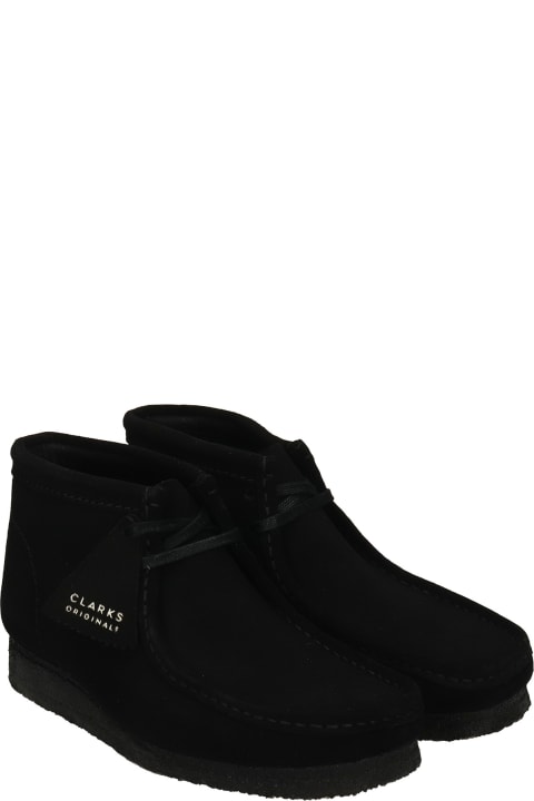 Clarks Wallabee Boot Ankle Boots In Black Suede - BLACK