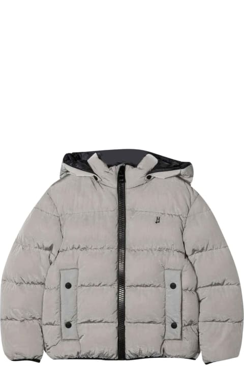 Herno Gray Down Jacket With Hood - Verde e Marrone