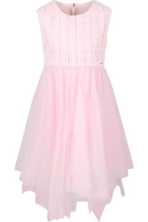 Givenchy Pink Dress For Girl With Logos - Nero/rosa