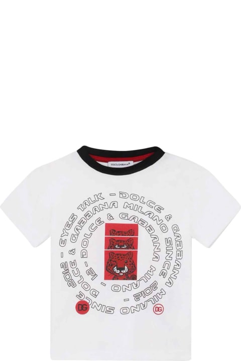 Dolce & Gabbana White T-shirt With Print Dolce&gabbana Kids - Blu