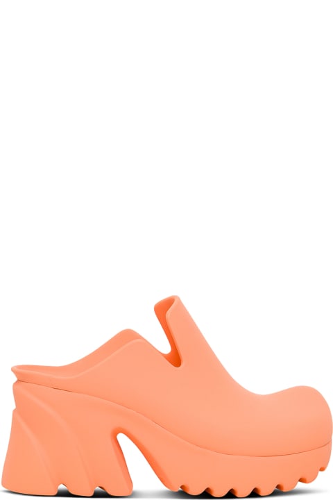 Bottega Veneta Orange Rubber Flash Mules - BLACK