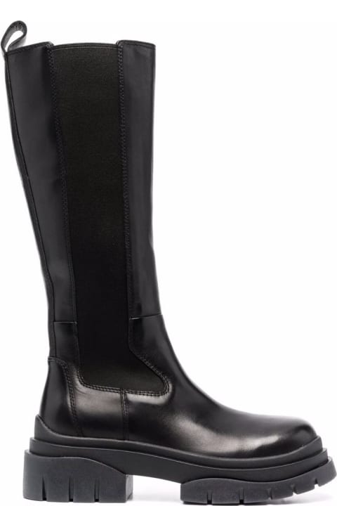 Black Stone Leather Boots