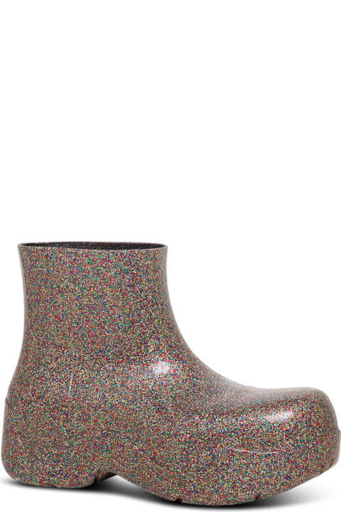 Bottega Veneta Bv Puddle Rain Boots In Glitter Rubber - Black