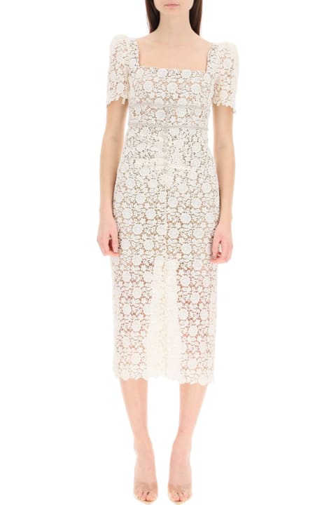 Guipure Midi Dress With Crystals