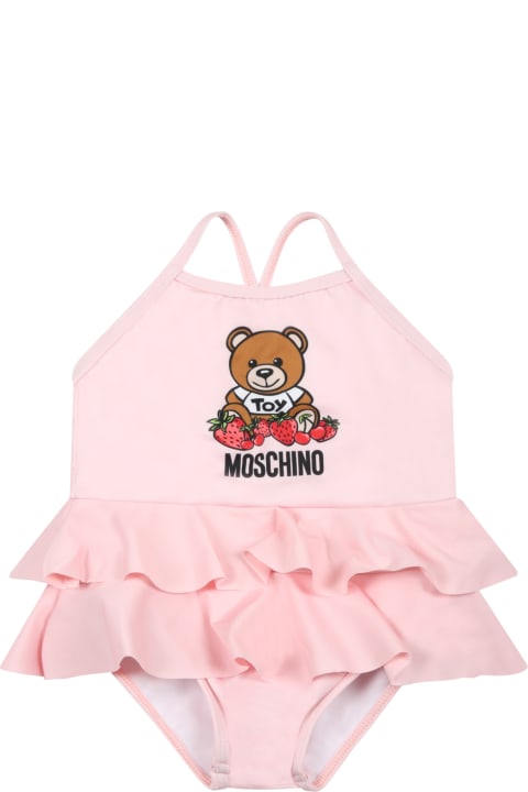 Pink Swimsuit For Baby Girl With Teddy Bear