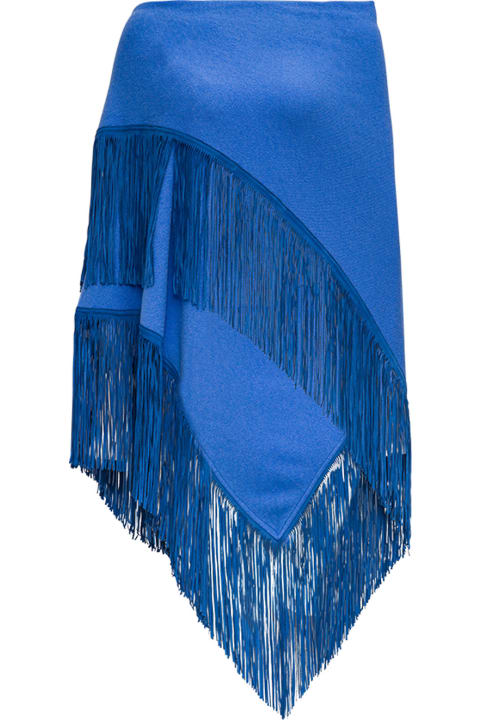 Cashmere Blue Cape With Fringes