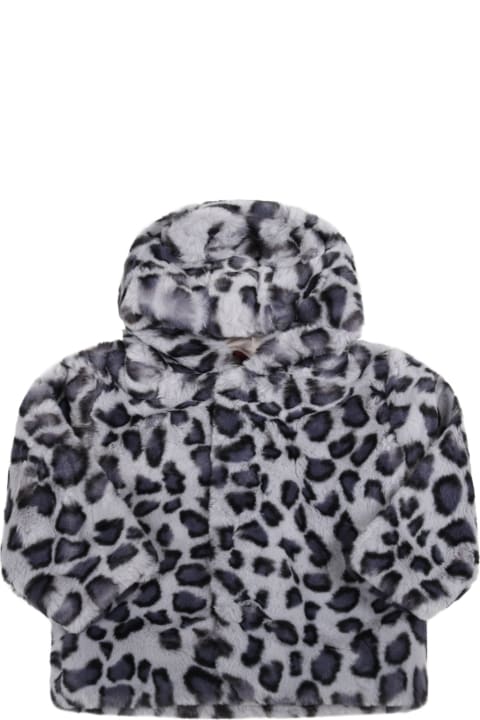 Molo Grey Jacket For Baby Kids With Animalier Print - Multicolor
