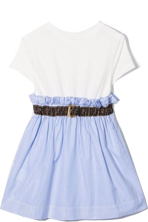 Fendi White Cotton Dress - Azzurro