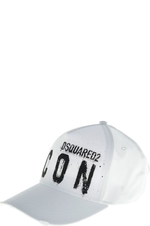 White Jersey Hat With Logo Print