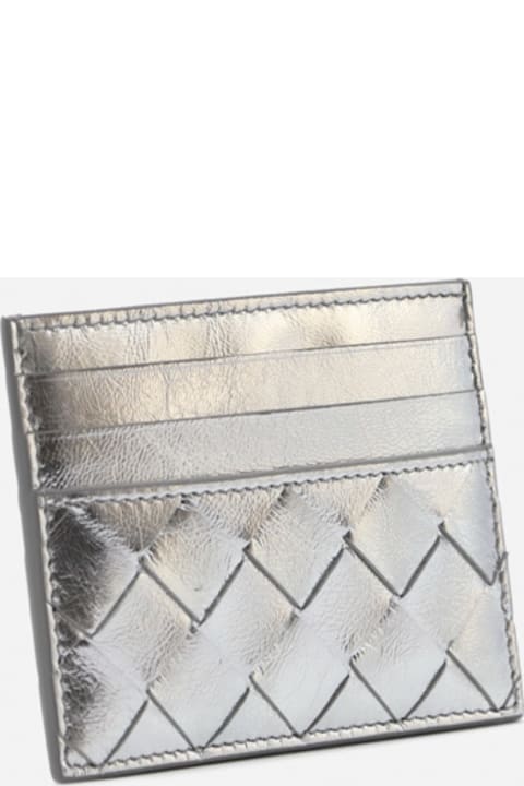 Leather Card Holder With Woven Pattern