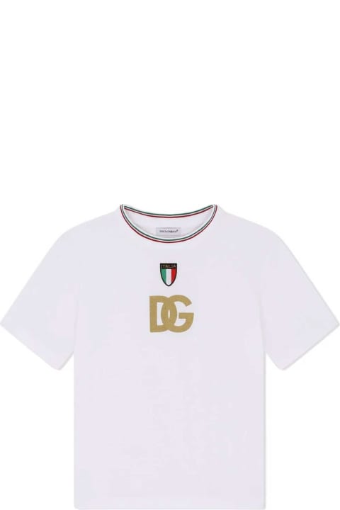 White T-shirt With Print Dolce&gabbana Kids