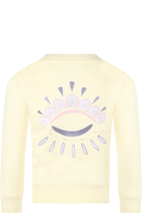 Kenzo Kids Yellow Sweatshirt For Girl With Eye - Grigio