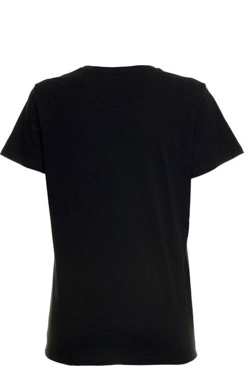 Alexander McQueen Black Cotton T-shirt With Logo Print - Rosa