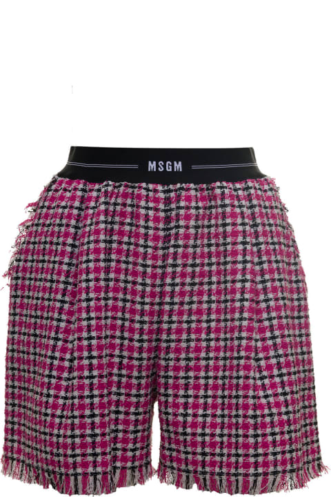 Houndstooth Cotton Twill Shorts