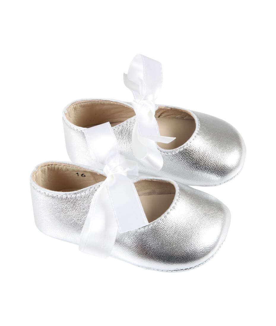 Gallucci Silver Ballerina Shoes For Baby Girl - Silver