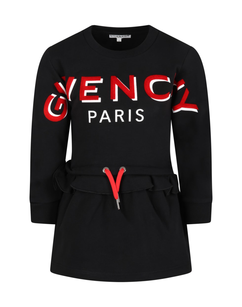 Givenchy Black Dress For Girl With Red Logo - Nero