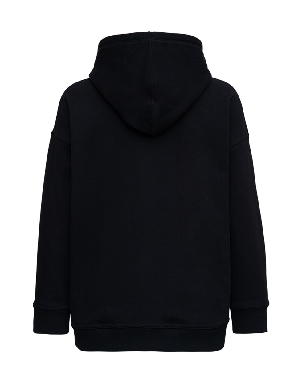 Valentino Black Jersey And Lace Hoodie With Logo Print - White/black