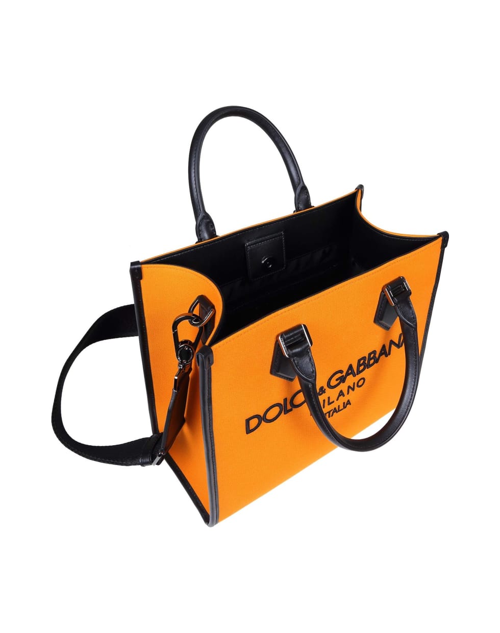 Dolce & Gabbana Handbag In Canvas With Logo - Black / Orange