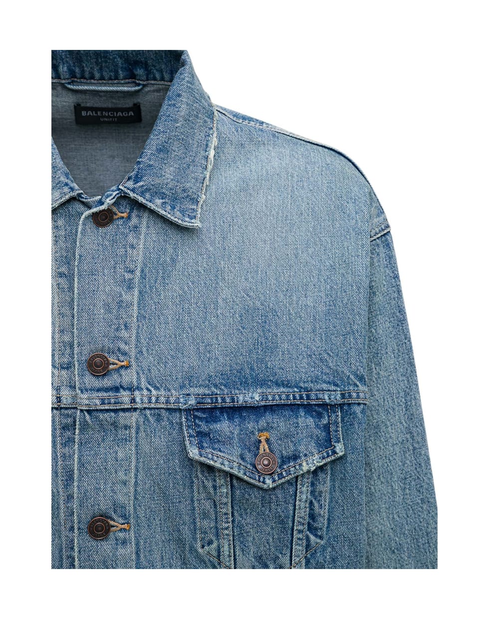 Balenciaga Denim Jacket With Back College Print - Blu Denim