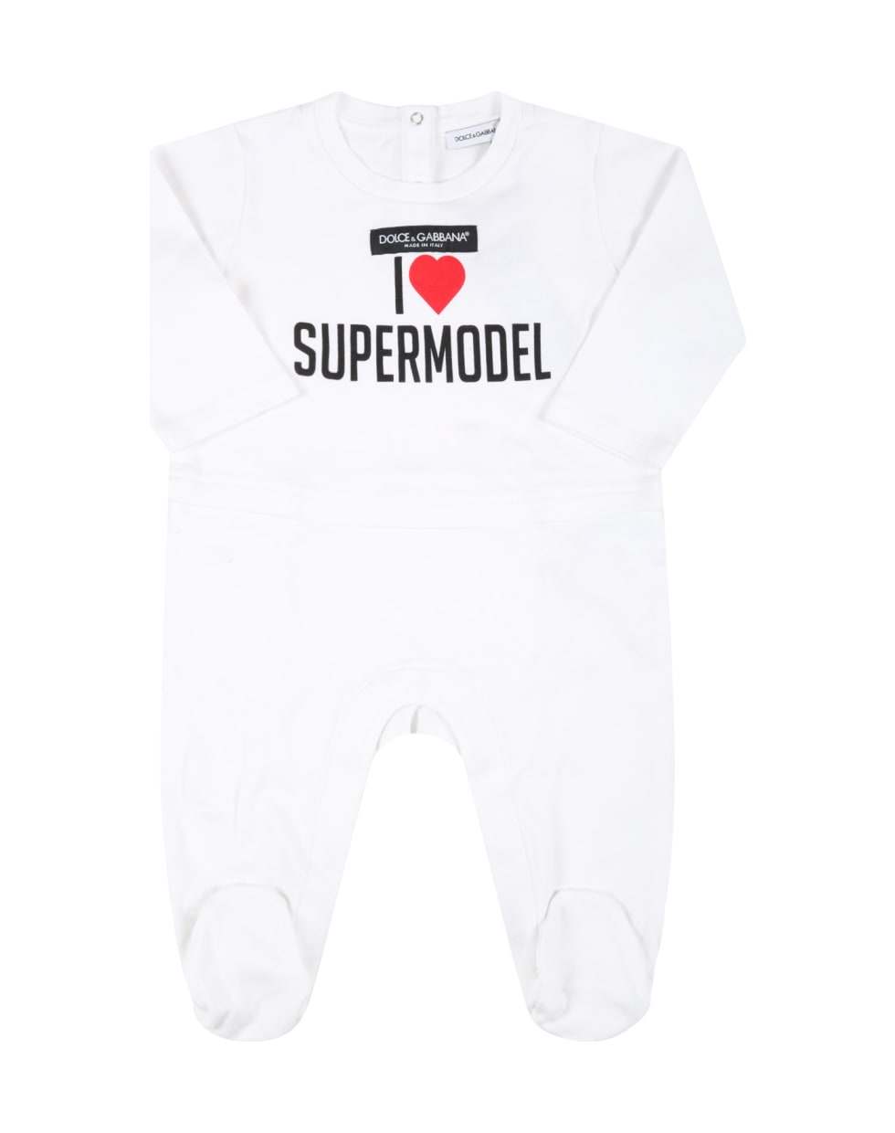 Dolce & Gabbana White Suit For Baby Kids With Red Heart - White