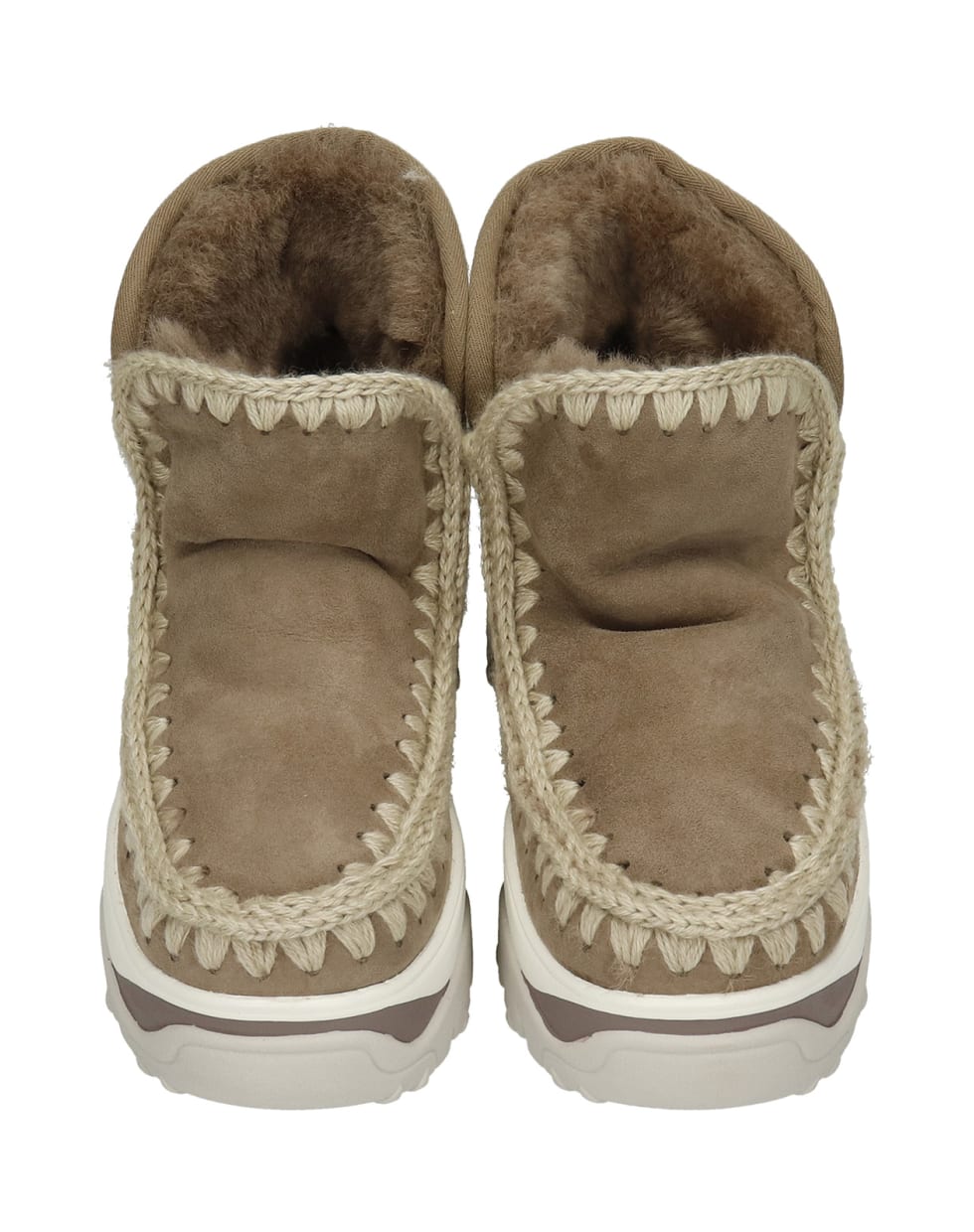 Mou Eskimo Sneaker Low Heels Ankle Boots In Taupe Suede - taupe