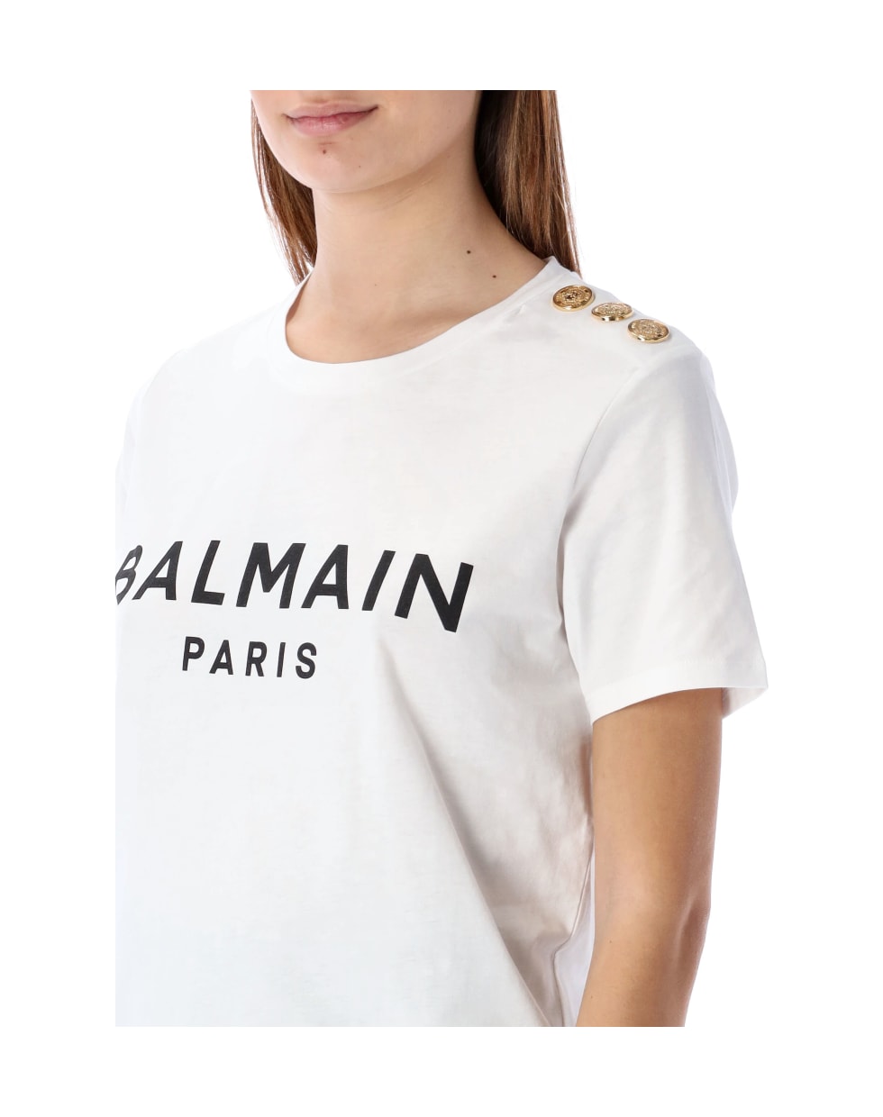 Balmain Logo Print T-shirt - WHITE BLACK