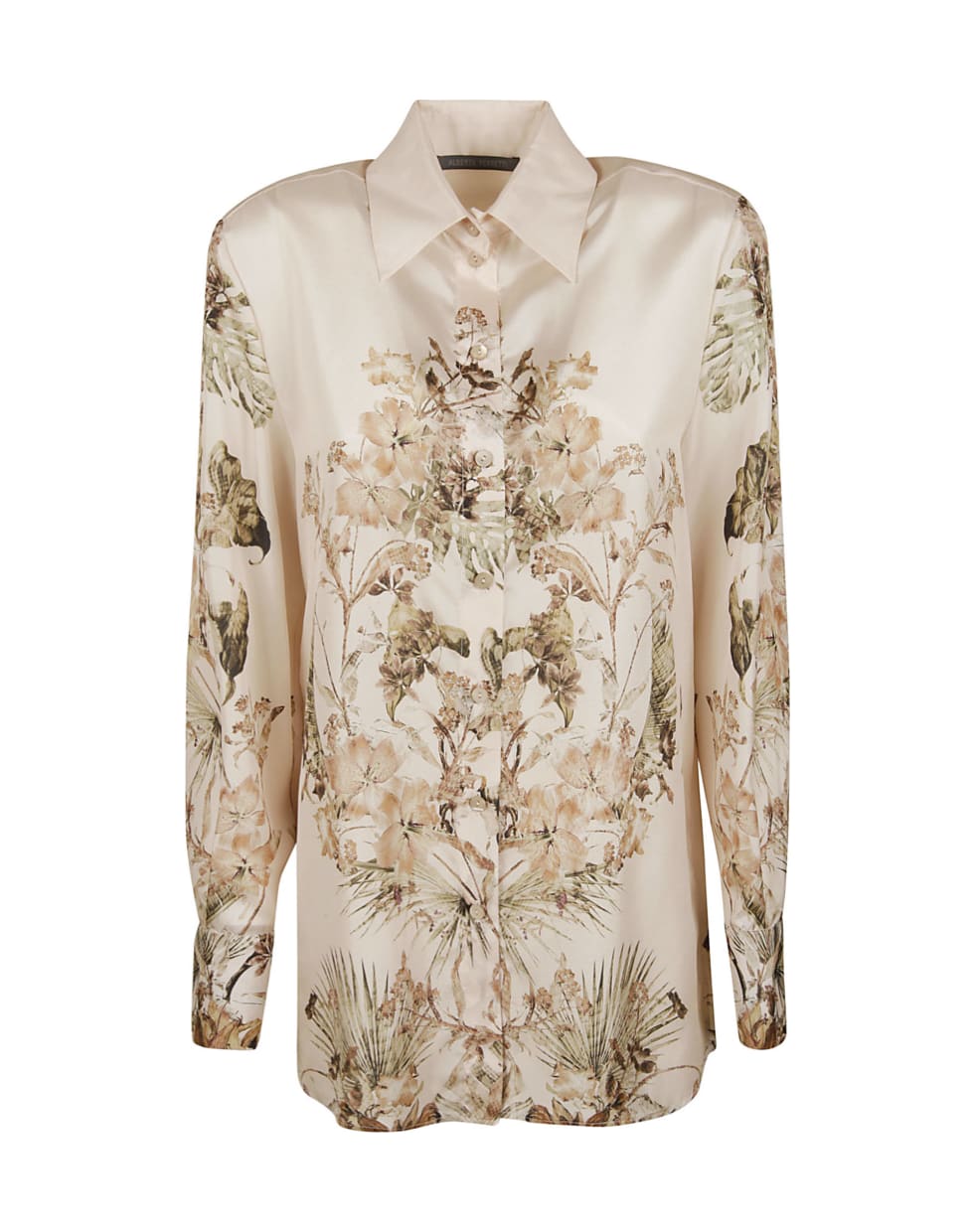 Alberta Ferretti Floral Print Silk Shirt - Beige