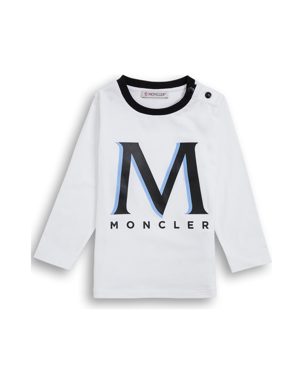 Moncler Long-sleeved Cotton T-shirt With Logo Print - White