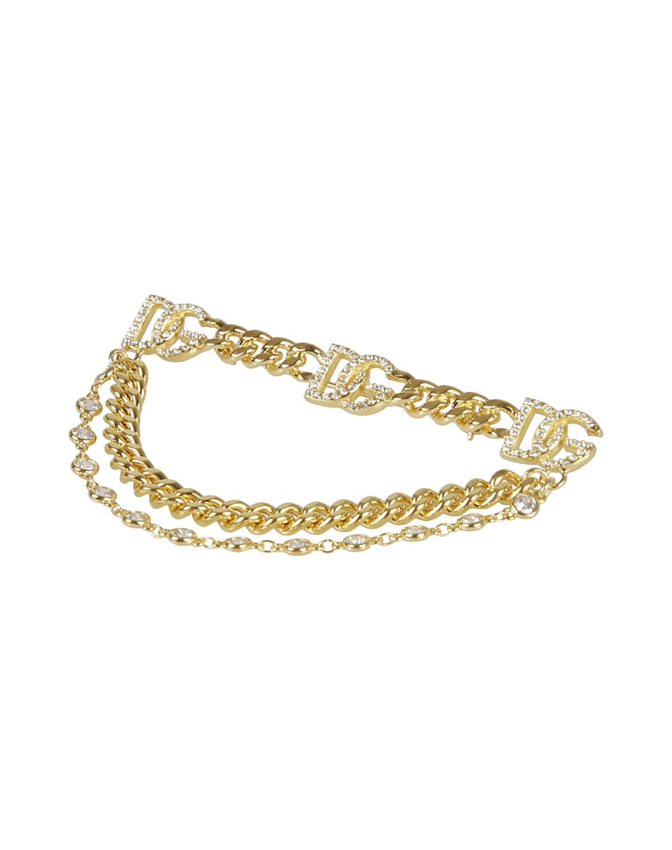 Dolce & Gabbana Logo Embellished Chain Brooch - Gold