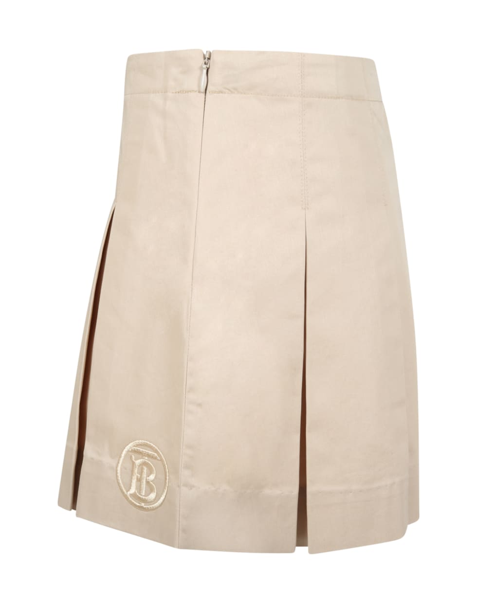 Burberry Beige Skirt For Girl With Embroidered Logo - Beige