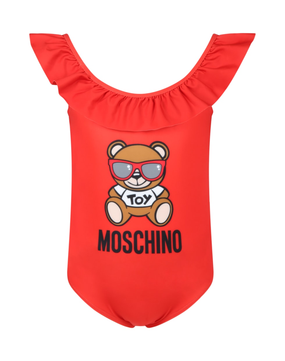 Moschino Red Swimsuit For Girl With Teddy Bear - Red