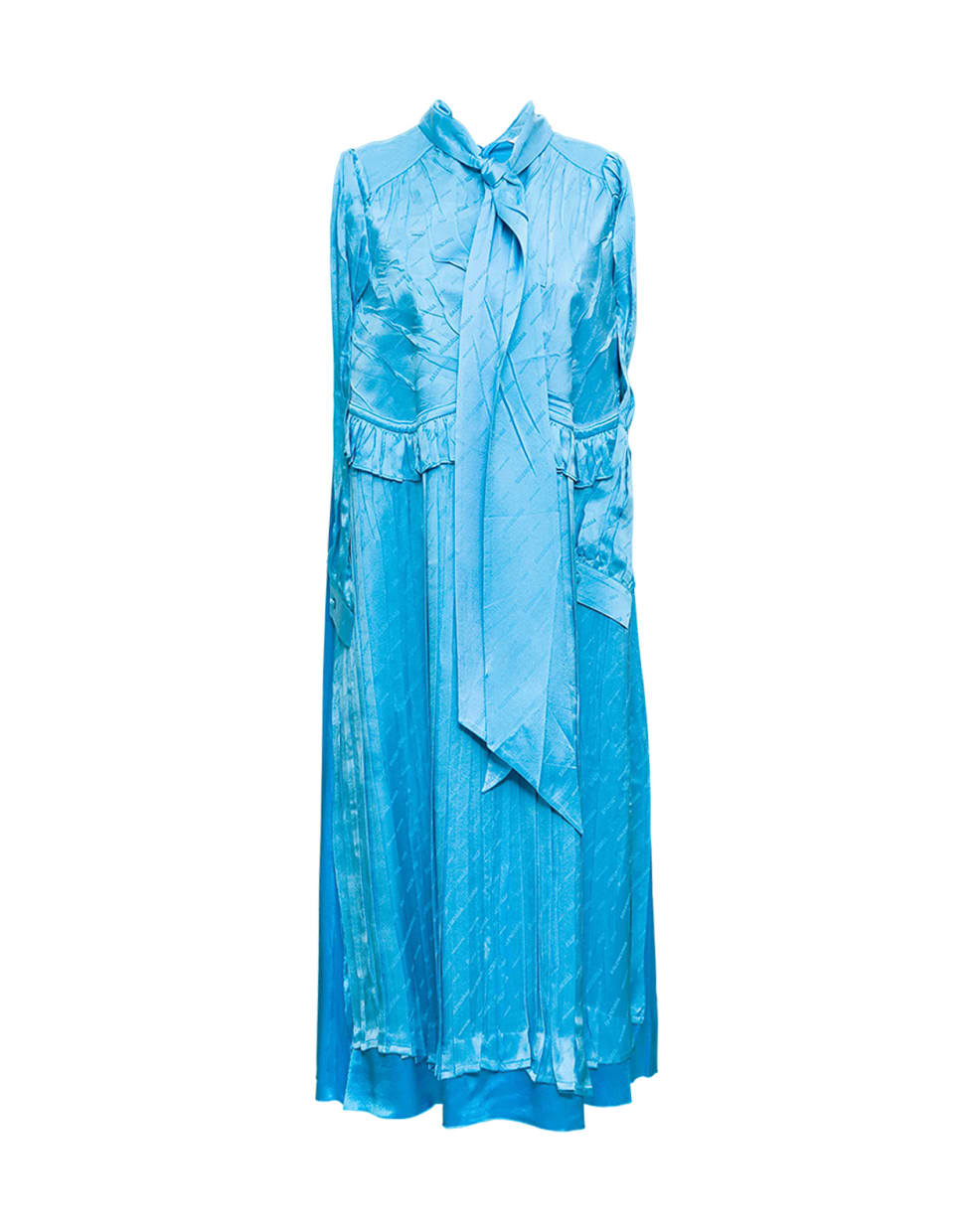 Balenciaga Light Blue Jacquard Silk Dress With Patches - Light blue