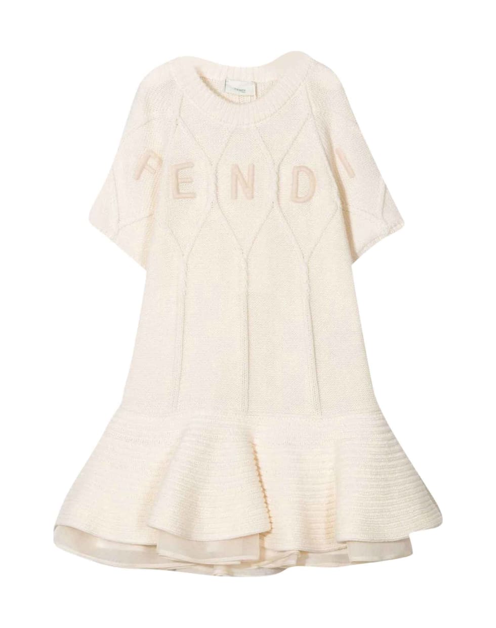 Fendi Dress With Brunello Cucinelli Kids Embroidery - Gesso