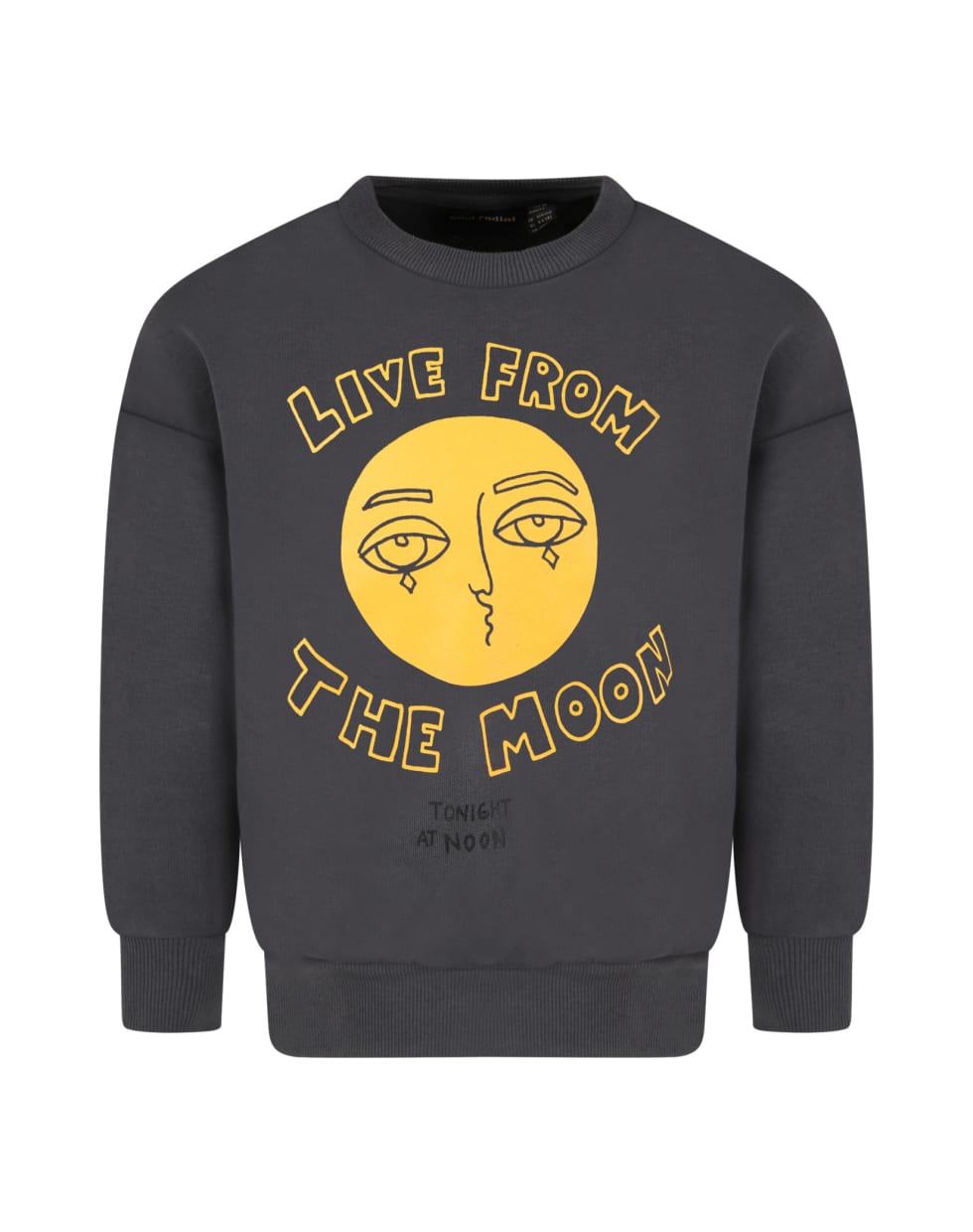 Mini Rodini Gray Sweatshirt For Kids With Yellow Moon - Grey
