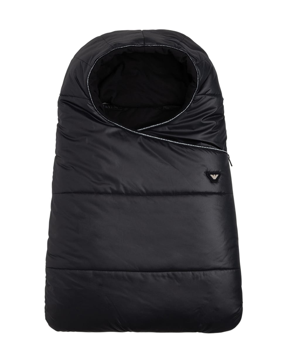 Emporio Armani Black Nylon Padded Blanket With Logo - Black