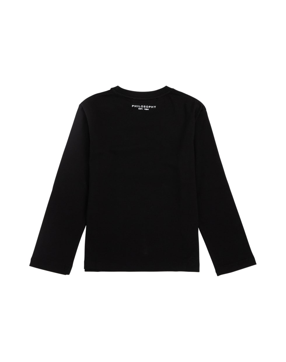 Philosophy di Lorenzo Serafini Kids Black Long-sleeved Cotton T-shirt With Logo Print - Black