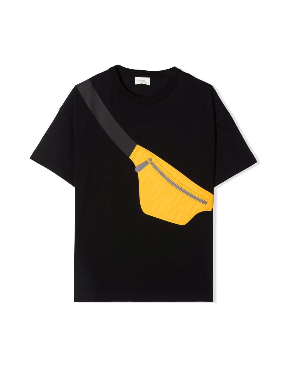 Fendi Black Cotton T-shirt - Nero+giallo