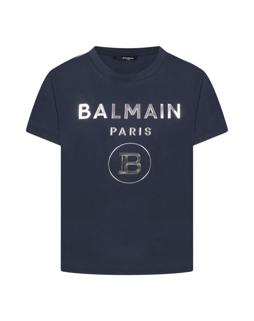 Balmain Blue T-shirt For Kids With Double Silver Logo - Blue
