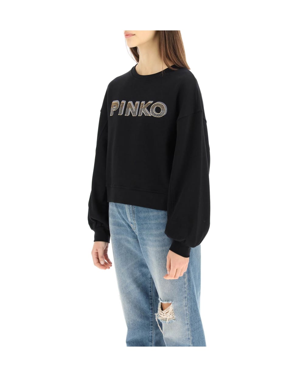 Pinko Sweatshirt With Jewel Logo - NERO LIMOUSINE (Black)