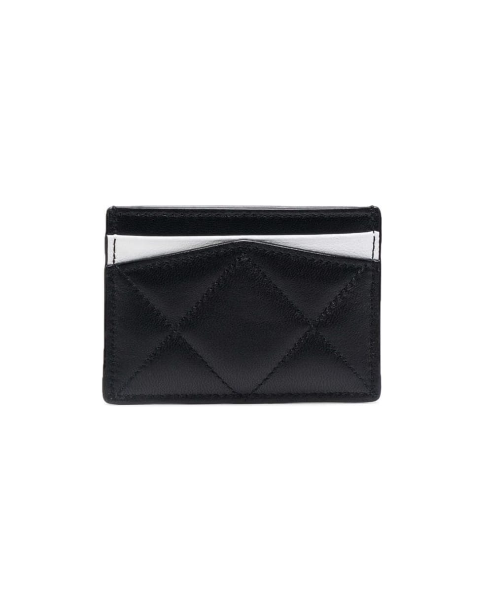 Alexander McQueen Quilted Leather Card Holder With Logo Print - White/black