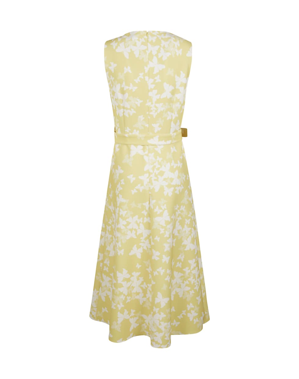 RED Valentino Butterfly Print Sleeveless Belted Dress - Yellow