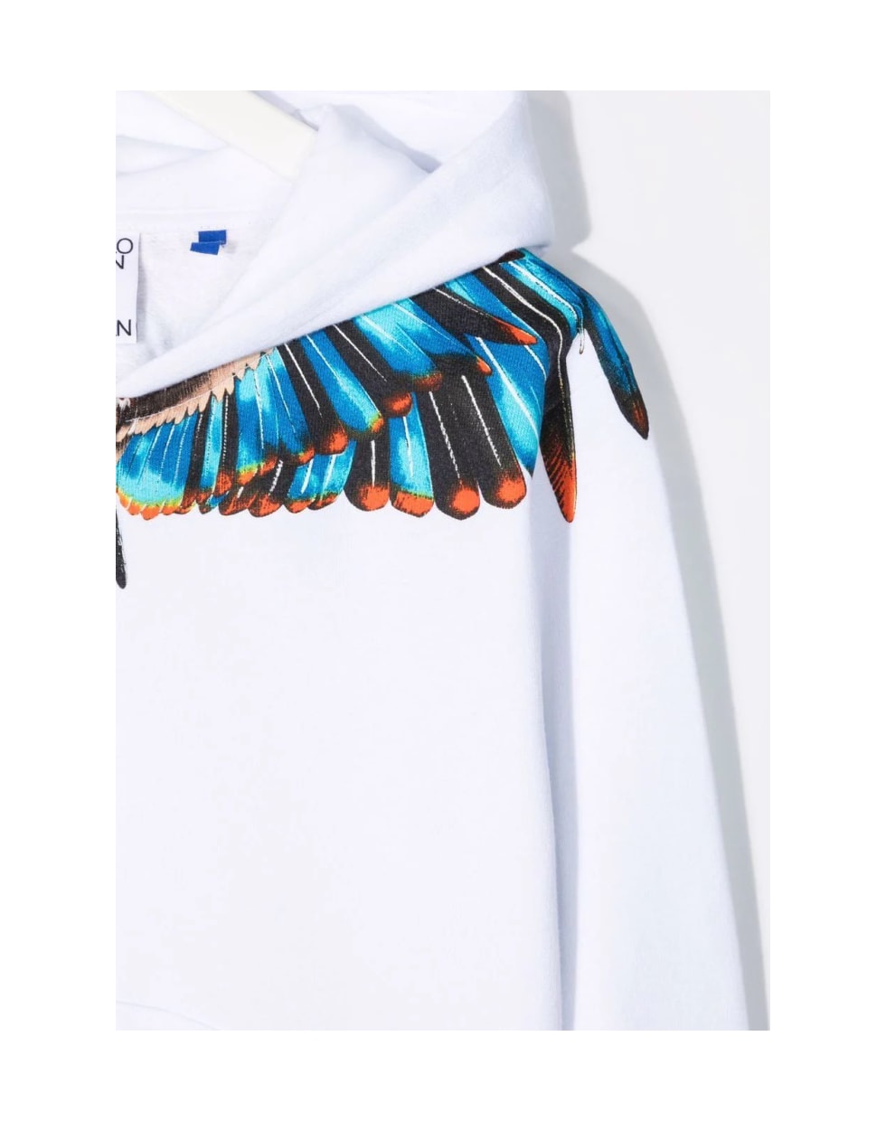 Marcelo Burlon Kids White And Blue Grizzly Wings Zipped Hoodie - Bianco
