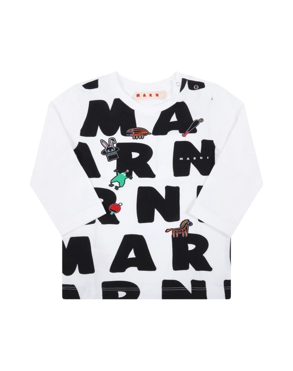 Marni White T-shirt For Baby Kids With Logos - White