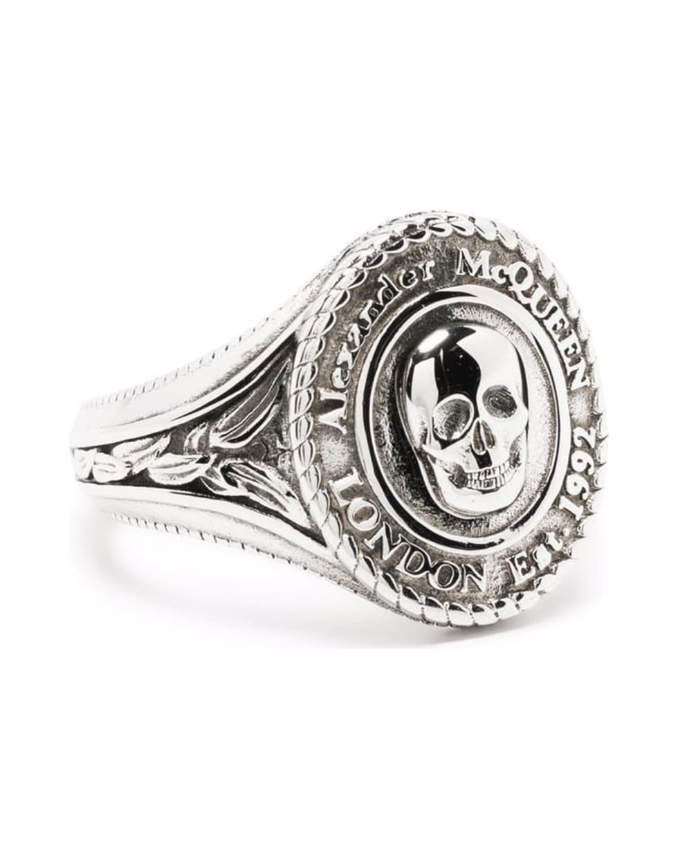 Alexander McQueen Medallion Skull Ring - Silver