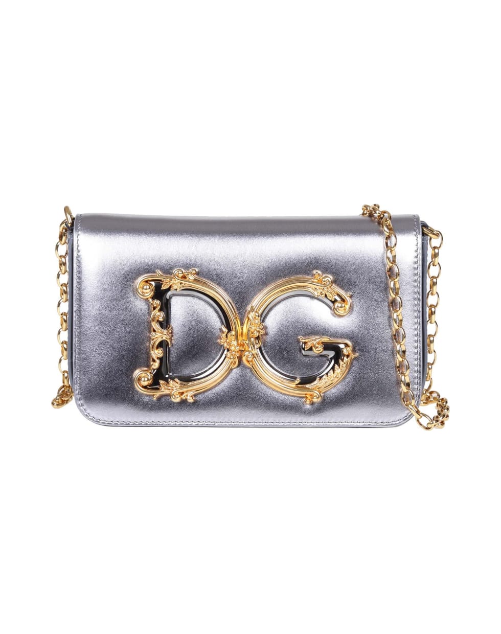 Dolce & Gabbana Clutch Dg Girls In Silver Nappa - Silver